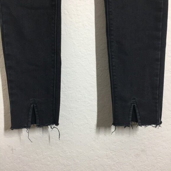 ZY13 Winter Jean Black Skinny Fleece Lining Size 26" Stretch front Slit Details - Picture 3 of 10